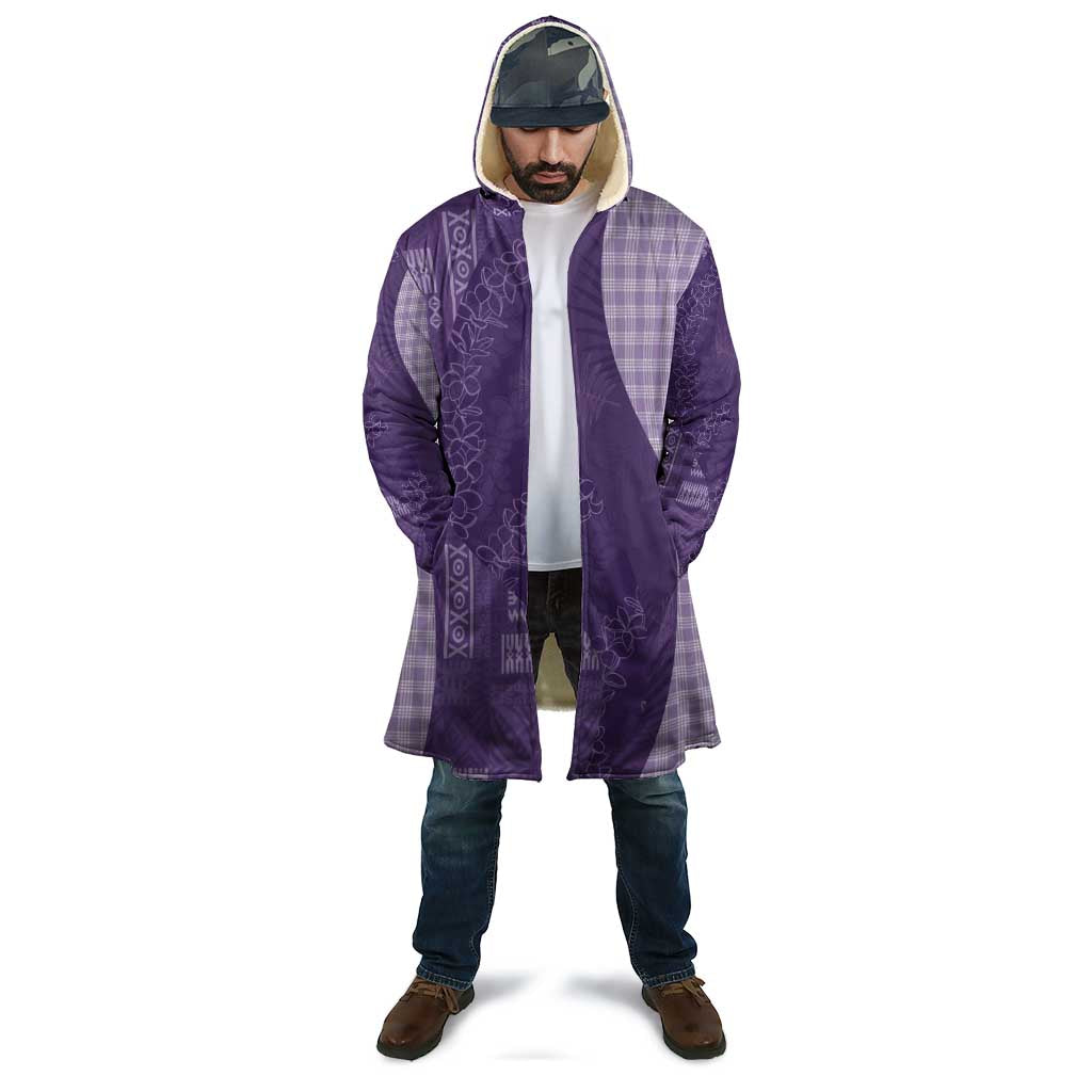 Polynesian Tribal Pattern Patchwork Picturesque Cloak Deep Violet