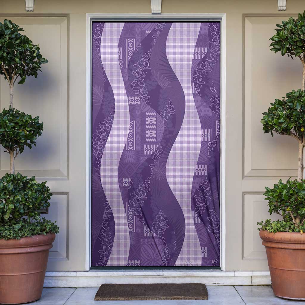 Polynesian Tribal Pattern Patchwork Picturesque Door Cover Deep Violet