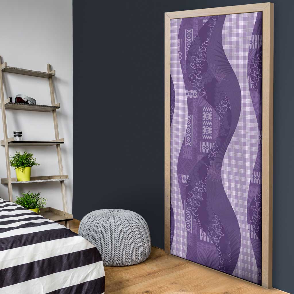 Polynesian Tribal Pattern Patchwork Picturesque Door Cover Deep Violet
