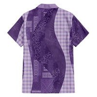 Polynesian Tribal Pattern Patchwork Picturesque Family Matching Mermaid Dress and Hawaiian Shirt Deep Violet