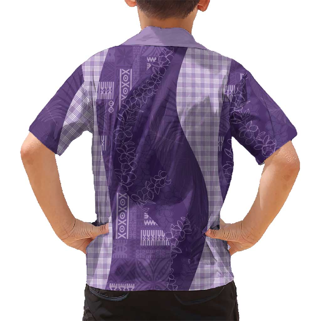 Polynesian Tribal Pattern Patchwork Picturesque Family Matching Summer Maxi Dress and Hawaiian Shirt Deep Violet