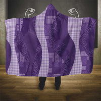 Polynesian Tribal Pattern Patchwork Picturesque Hooded Blanket Deep Violet