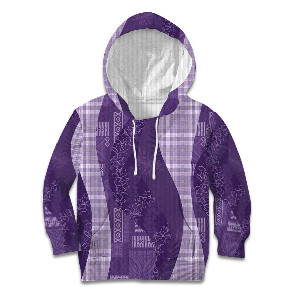 Polynesian Tribal Pattern Patchwork Picturesque Kid Hoodie Deep Violet