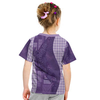 Polynesian Tribal Pattern Patchwork Picturesque Kid T Shirt Deep Violet