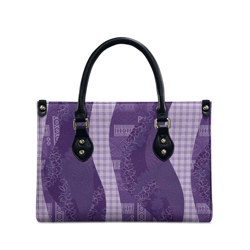 Polynesian Tribal Pattern Patchwork Picturesque Leather Bag Deep Violet