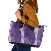 Polynesian Tribal Pattern Patchwork Picturesque Leather Tote Bag Deep Violet