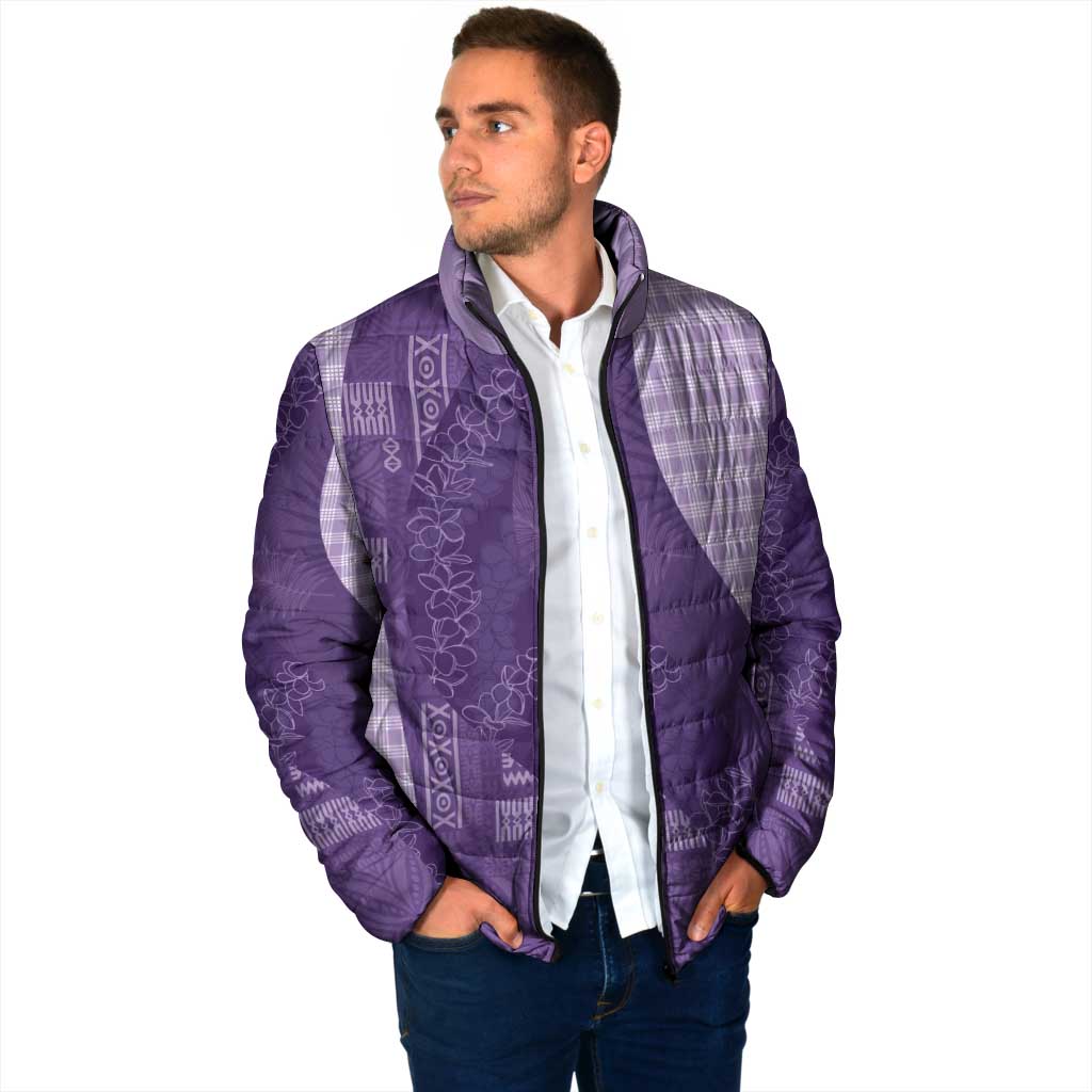 Polynesian Tribal Pattern Patchwork Picturesque Padded Jacket Deep Violet