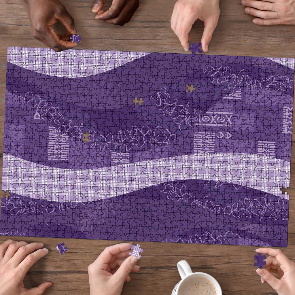 Polynesian Tribal Pattern Patchwork Picturesque Puzzle Deep Violet