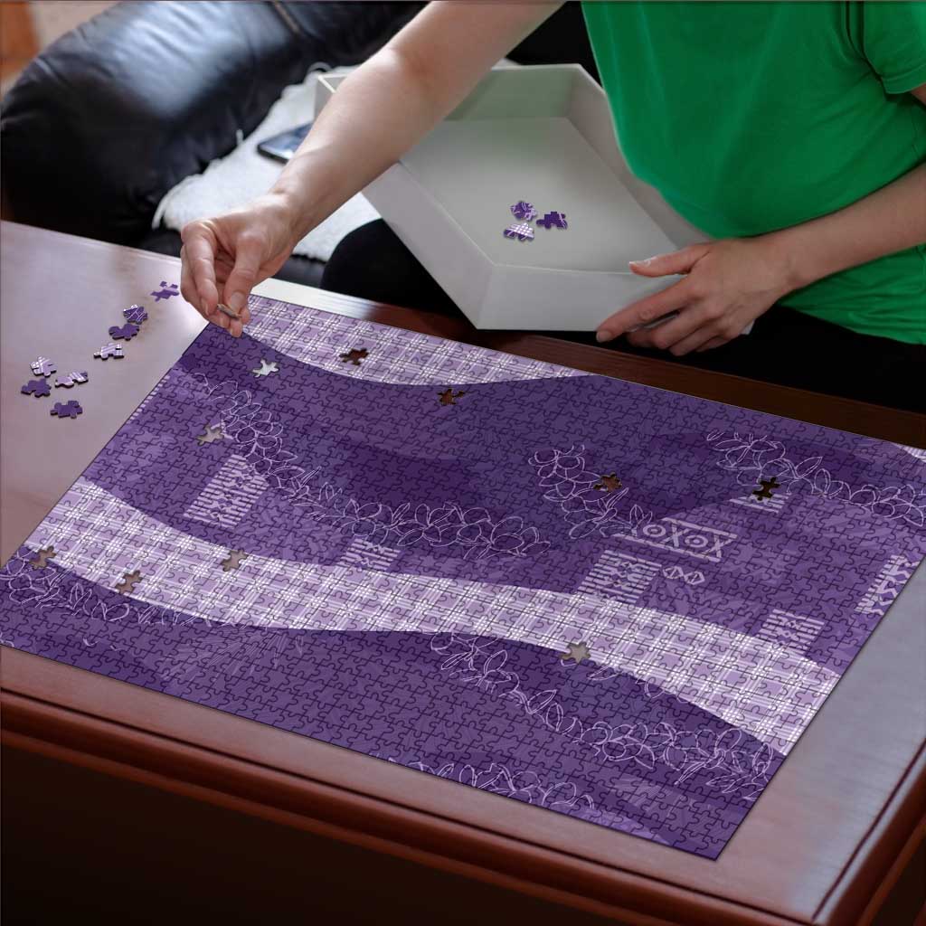 Polynesian Tribal Pattern Patchwork Picturesque Puzzle Deep Violet