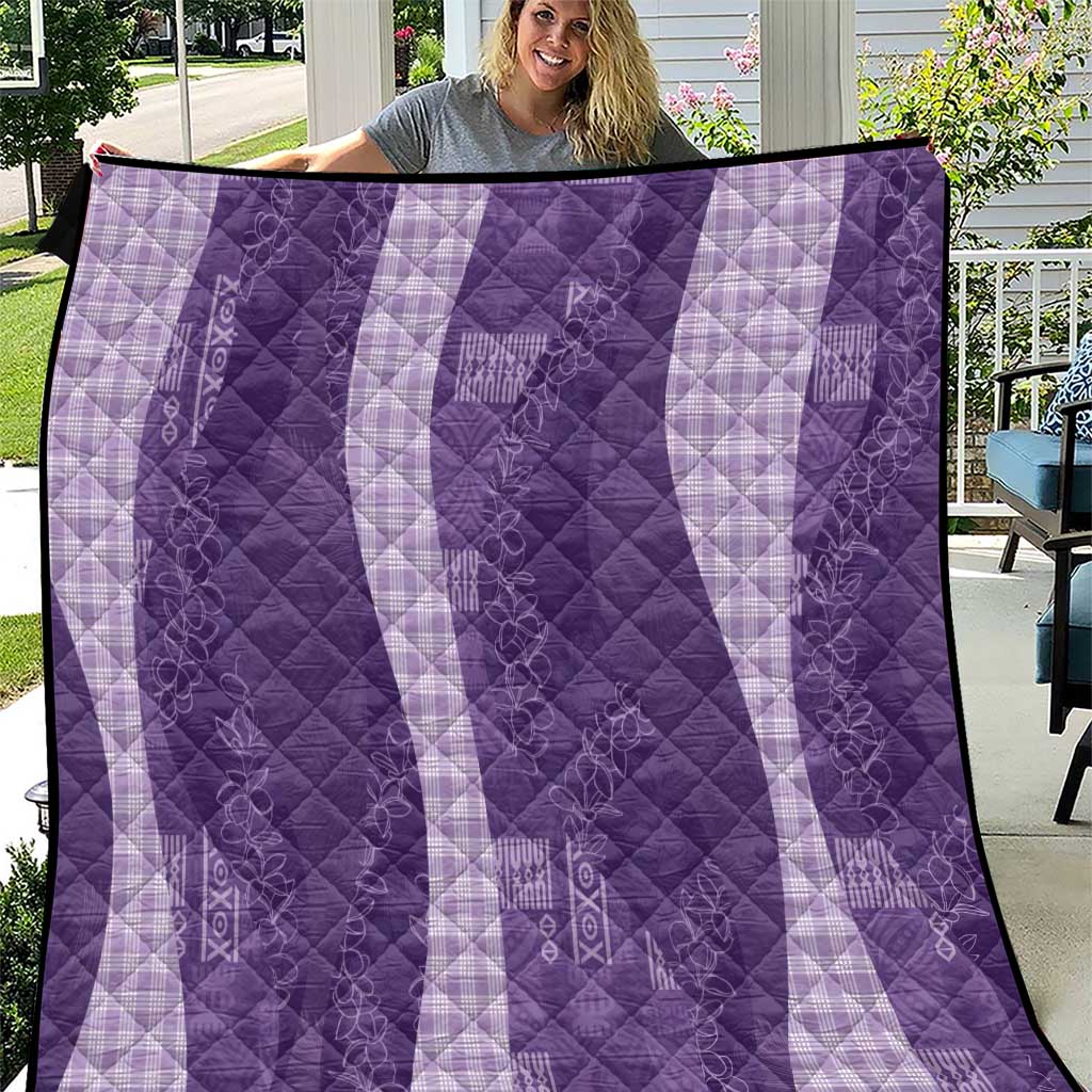 Polynesian Tribal Pattern Patchwork Picturesque Quilt Deep Violet