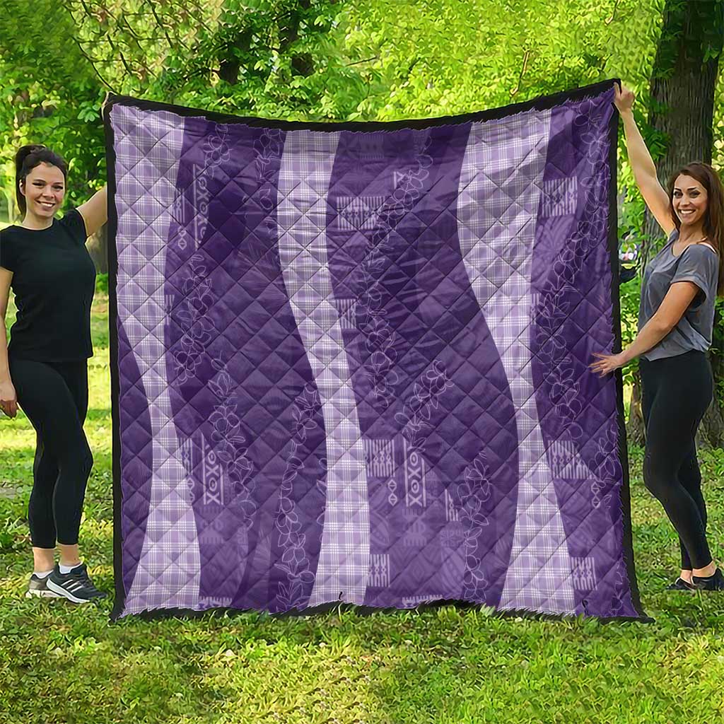 Polynesian Tribal Pattern Patchwork Picturesque Quilt Deep Violet