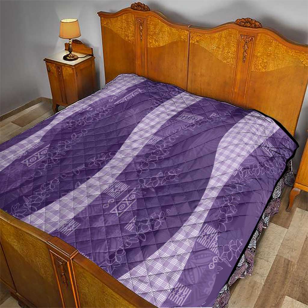 Polynesian Tribal Pattern Patchwork Picturesque Quilt Deep Violet