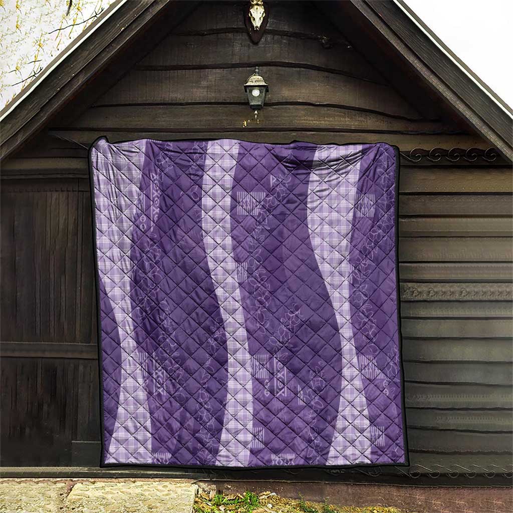 Polynesian Tribal Pattern Patchwork Picturesque Quilt Deep Violet