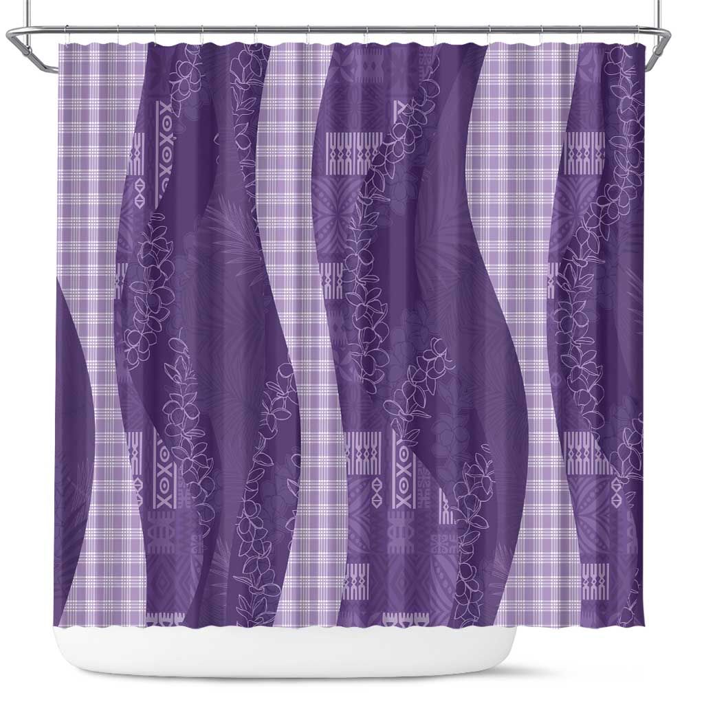 Polynesian Tribal Pattern Patchwork Picturesque Shower Curtain Deep Violet