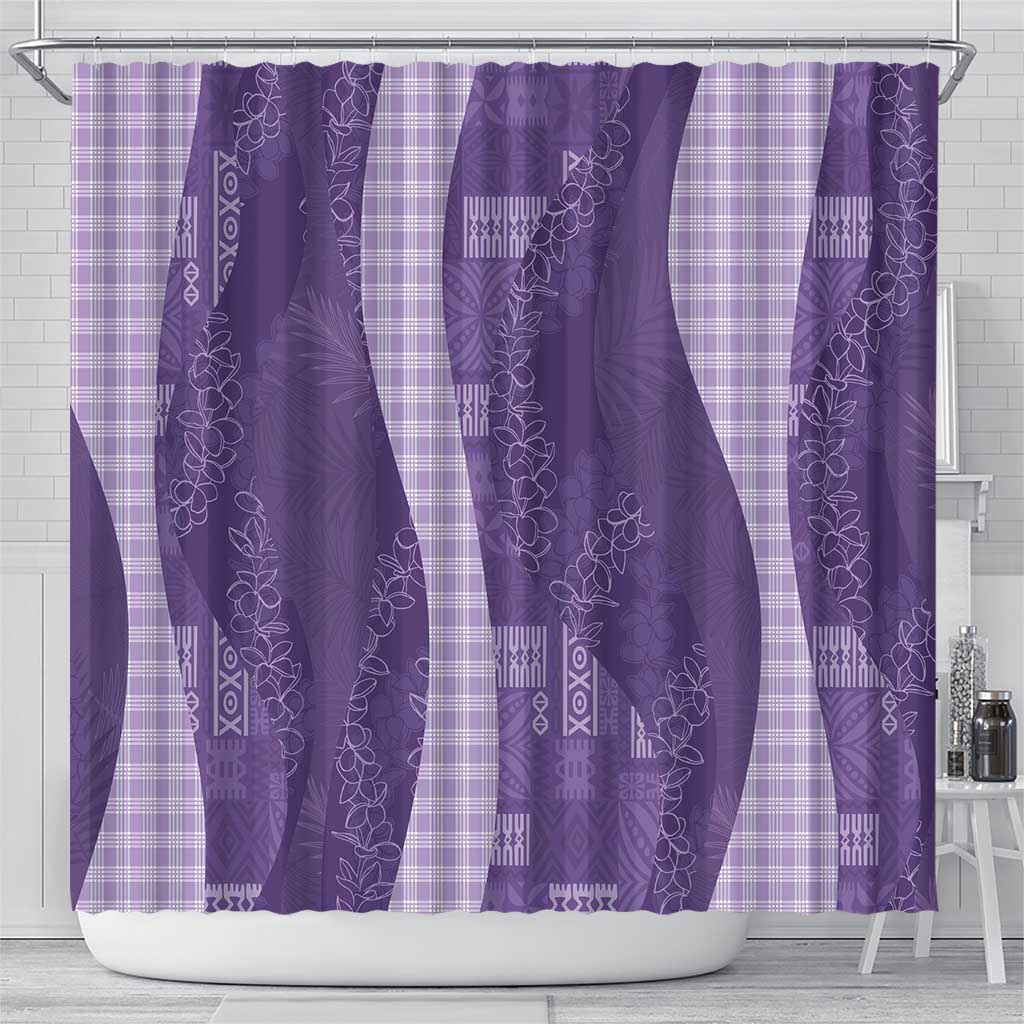 Polynesian Tribal Pattern Patchwork Picturesque Shower Curtain Deep Violet