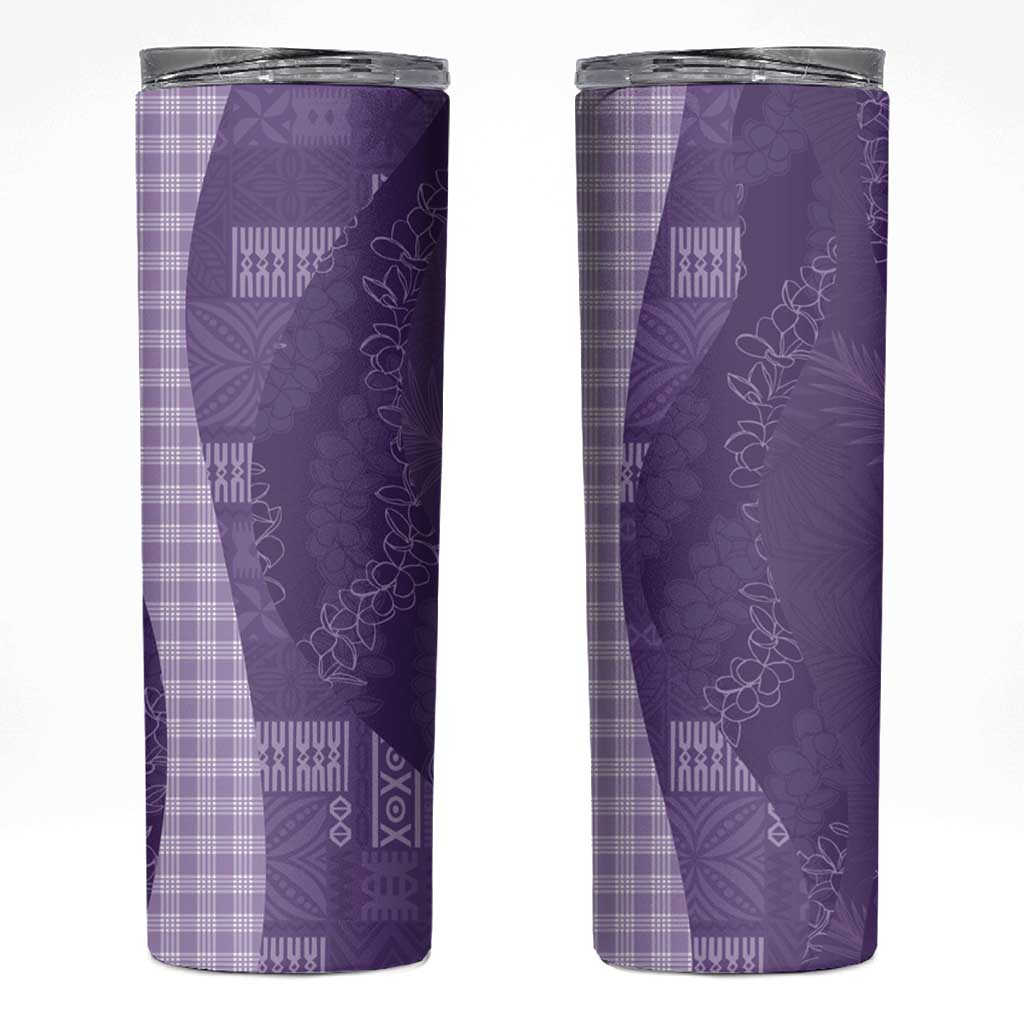 Polynesian Tribal Pattern Patchwork Picturesque Skinny Tumbler Deep Violet