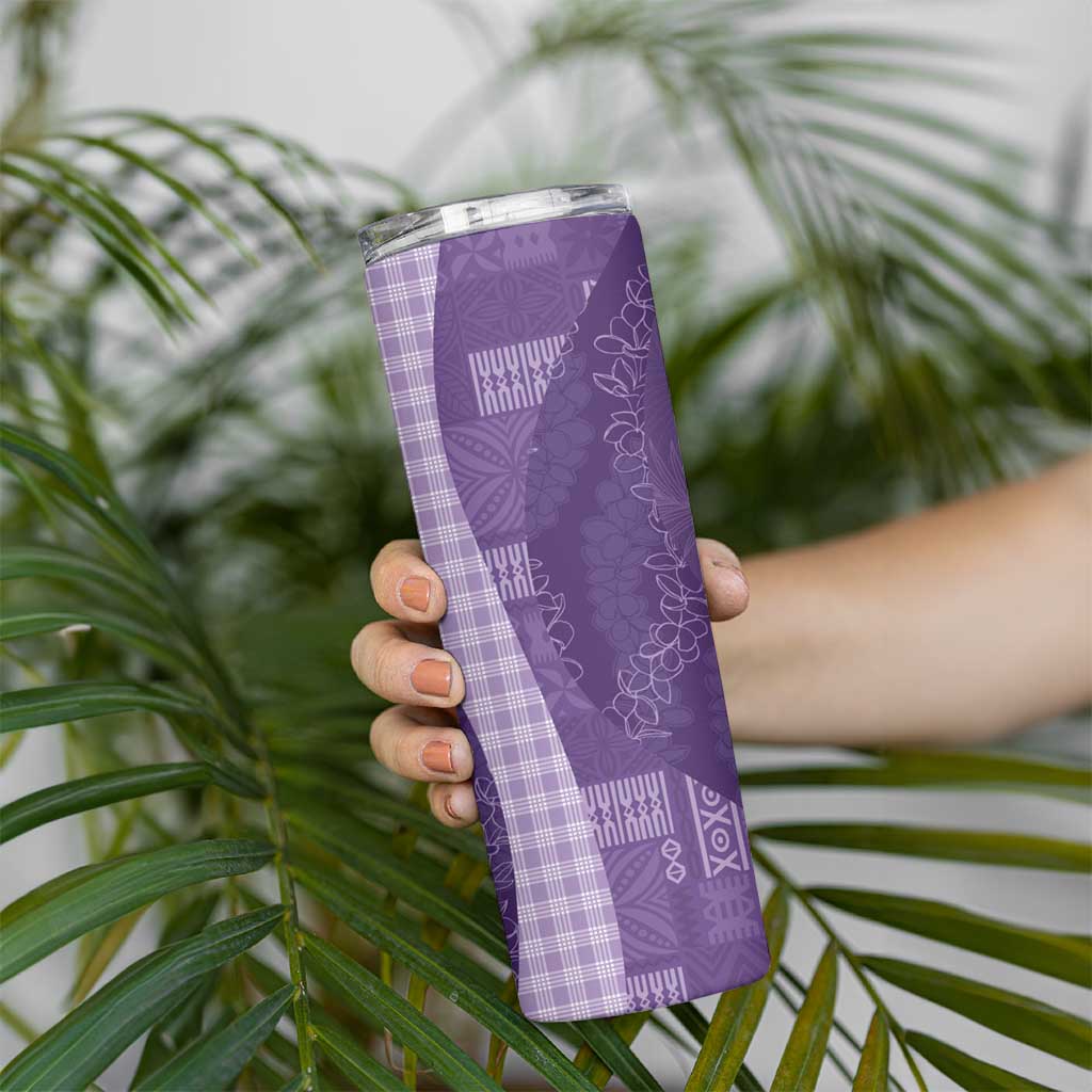 Polynesian Tribal Pattern Patchwork Picturesque Skinny Tumbler Deep Violet