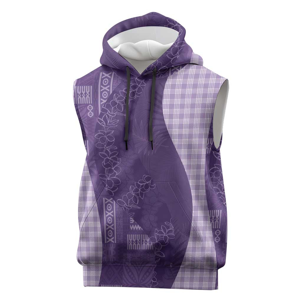 Polynesian Tribal Pattern Patchwork Picturesque Sleeveless Hoodie Deep Violet LT7 Violet - Polynesian Pride