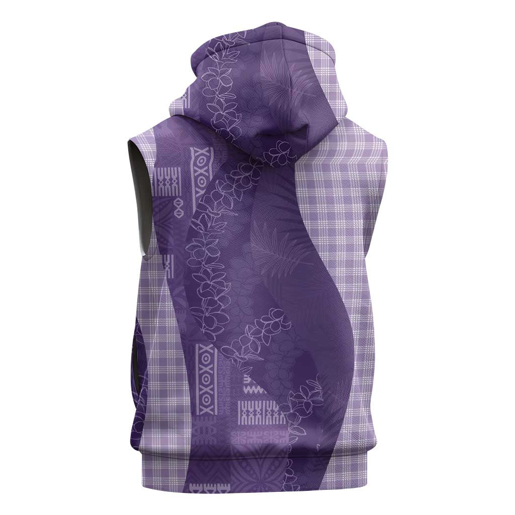Polynesian Tribal Pattern Patchwork Picturesque Sleeveless Hoodie Deep Violet LT7 - Polynesian Pride