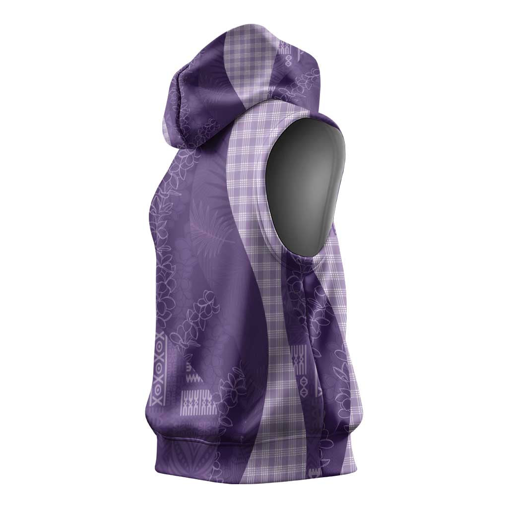 Polynesian Tribal Pattern Patchwork Picturesque Sleeveless Hoodie Deep Violet LT7 - Polynesian Pride
