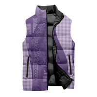 Polynesian Tribal Pattern Patchwork Picturesque Sleeveless Puffer Jacket Deep Violet
