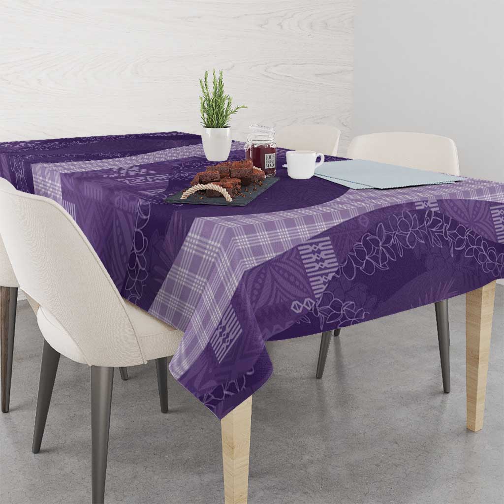 Polynesian Tribal Pattern Patchwork Picturesque Tablecloth Deep Violet
