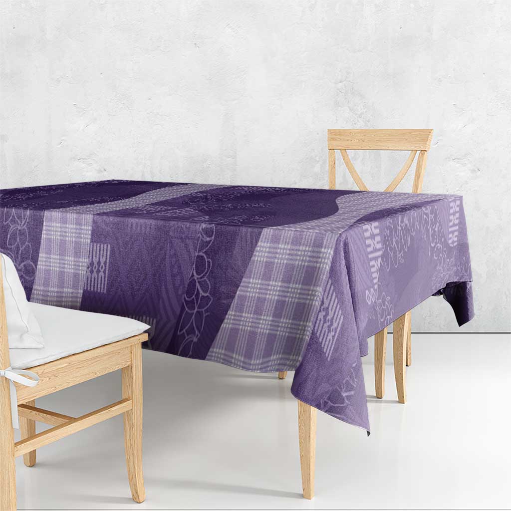 Polynesian Tribal Pattern Patchwork Picturesque Tablecloth Deep Violet
