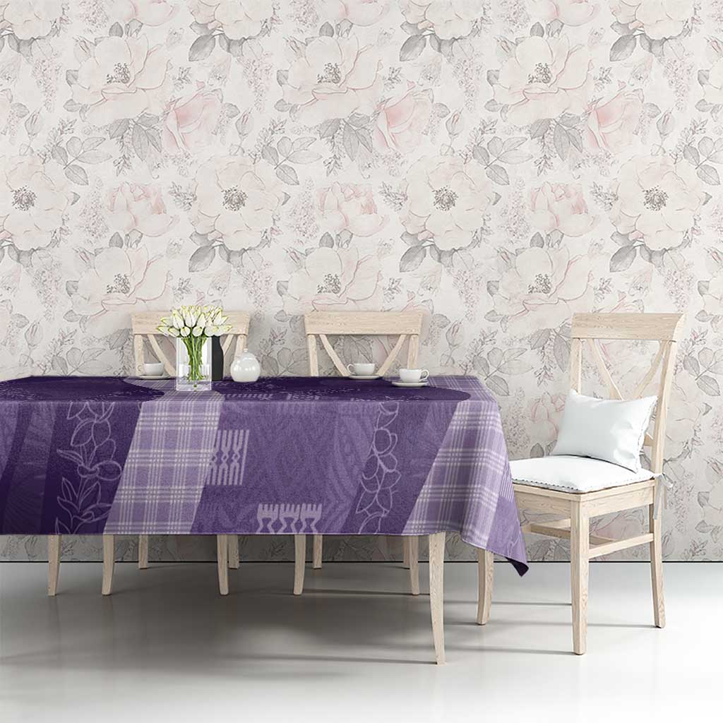 Polynesian Tribal Pattern Patchwork Picturesque Tablecloth Deep Violet
