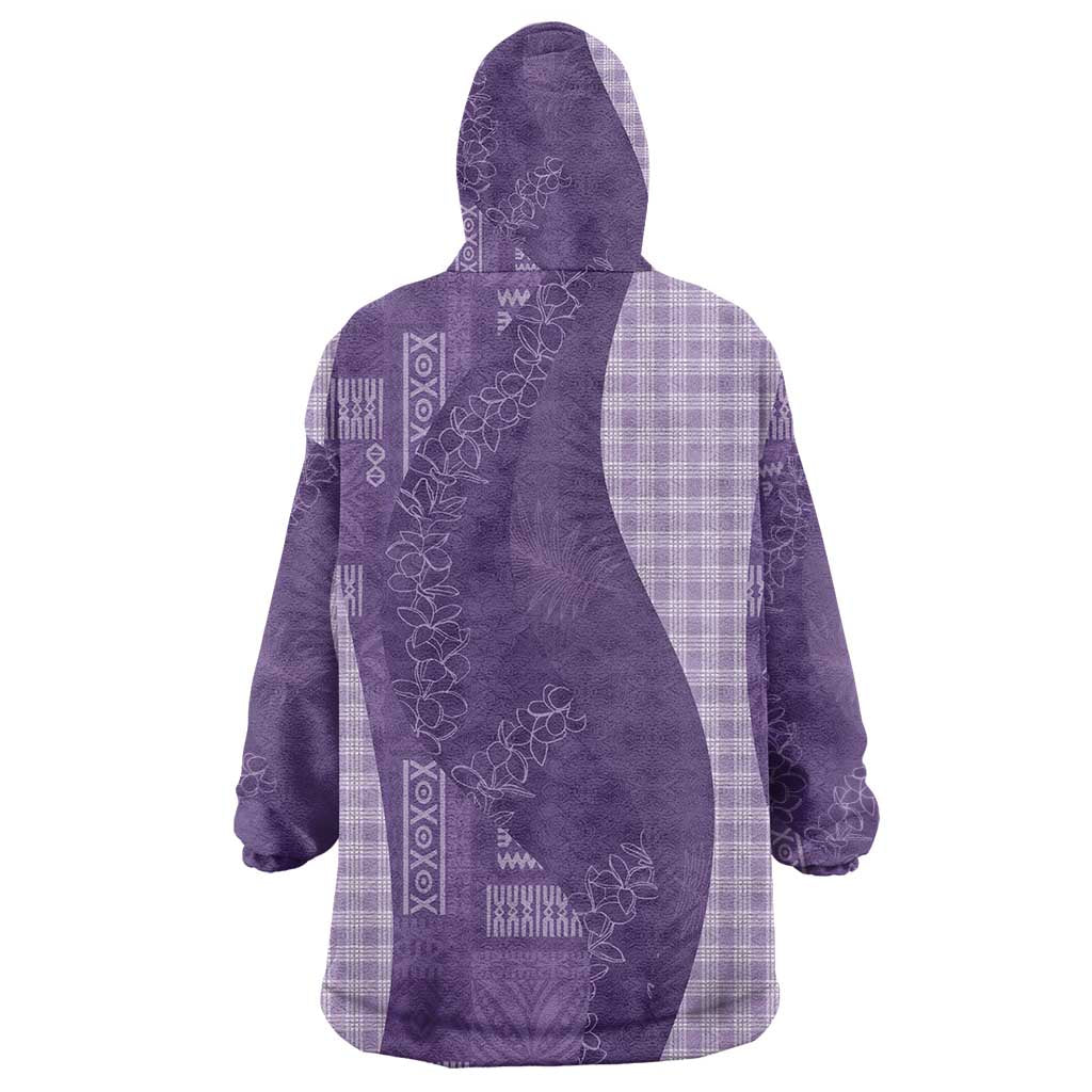 Polynesian Tribal Pattern Patchwork Picturesque Wearable Blanket Hoodie Deep Violet