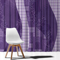 Polynesian Tribal Pattern Patchwork Picturesque Window Curtain Deep Violet