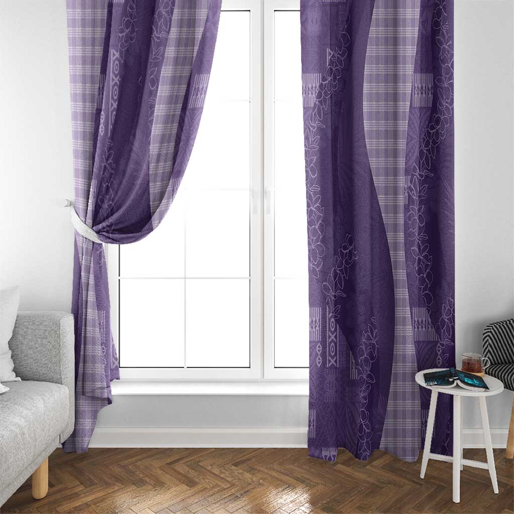 Polynesian Tribal Pattern Patchwork Picturesque Window Curtain Deep Violet