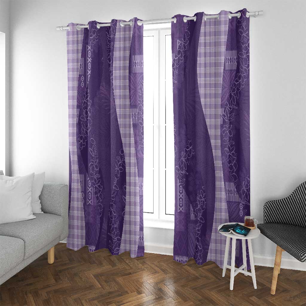 Polynesian Tribal Pattern Patchwork Picturesque Window Curtain Deep Violet