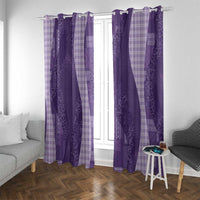 Polynesian Tribal Pattern Patchwork Picturesque Window Curtain Deep Violet
