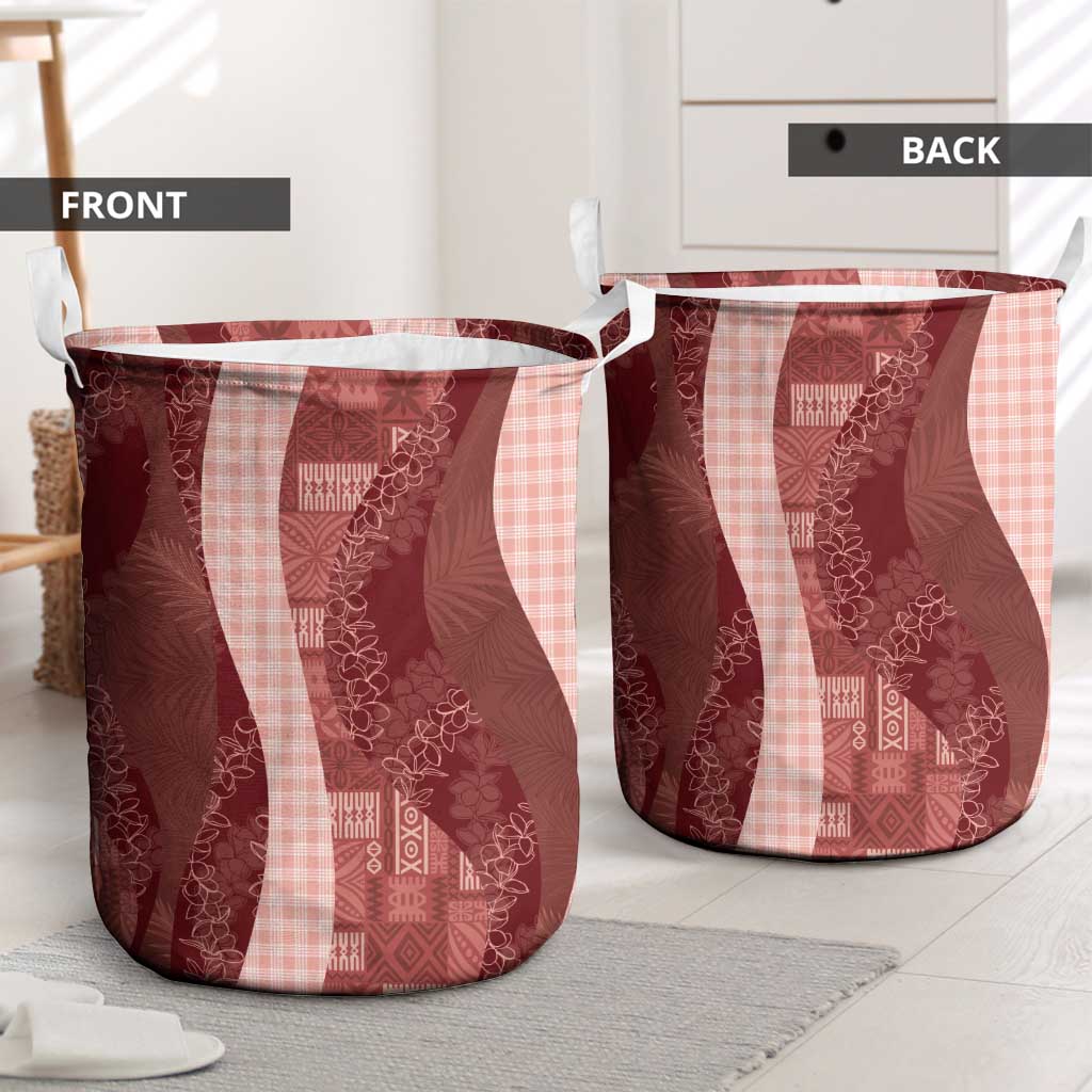 Polynesian Tribal Pattern Patchwork Picturesque Laundry Basket Crimson