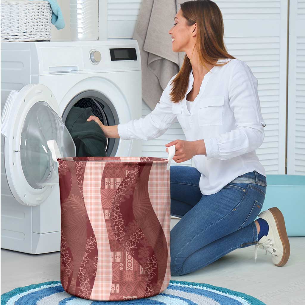 Polynesian Tribal Pattern Patchwork Picturesque Laundry Basket Crimson