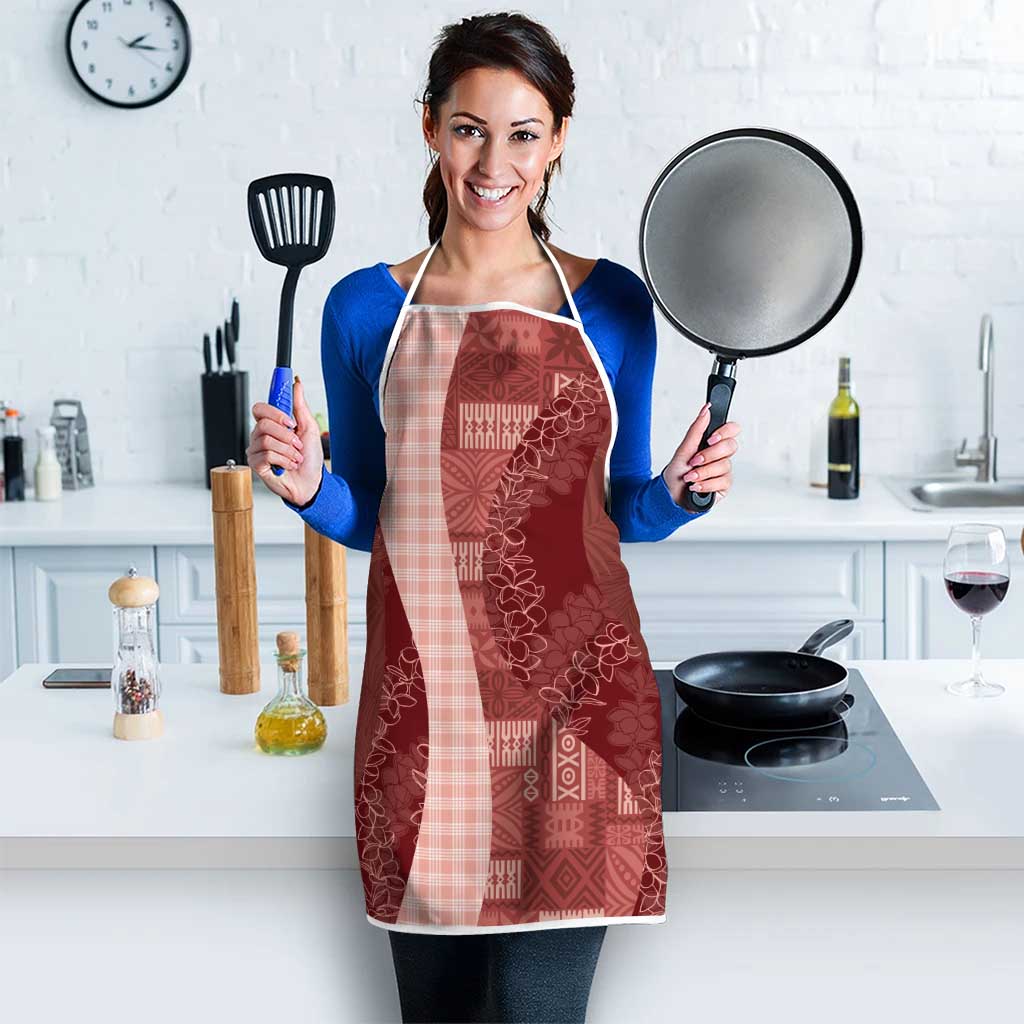 Polynesian Tribal Pattern Patchwork Picturesque Apron Crimson