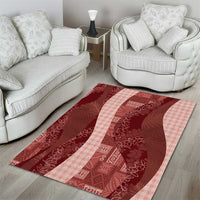 Polynesian Tribal Pattern Patchwork Picturesque Area Rug Crimson