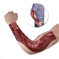 Polynesian Tribal Pattern Patchwork Picturesque Arm Sleeves Crimson