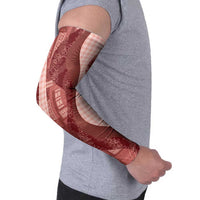 Polynesian Tribal Pattern Patchwork Picturesque Arm Sleeves Crimson