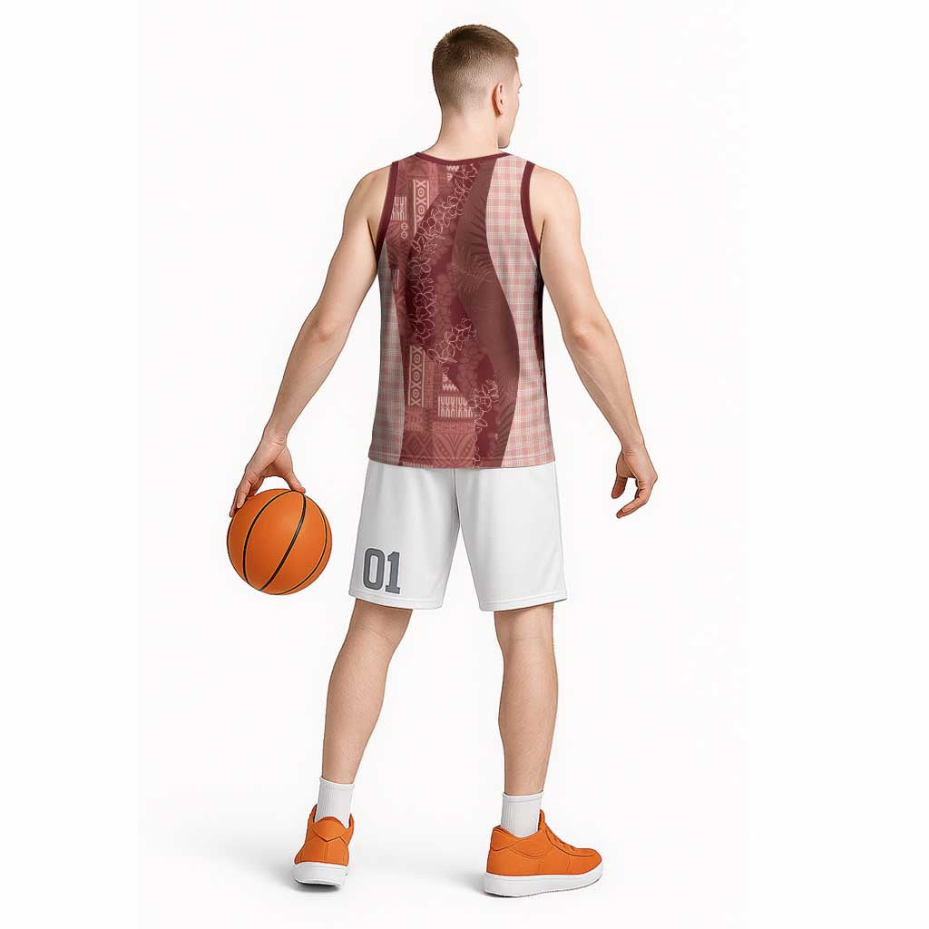 Polynesian Tribal Pattern Patchwork Picturesque Basketball Jersey Crimson