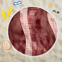 Polynesian Tribal Pattern Patchwork Picturesque Beach Blanket Crimson