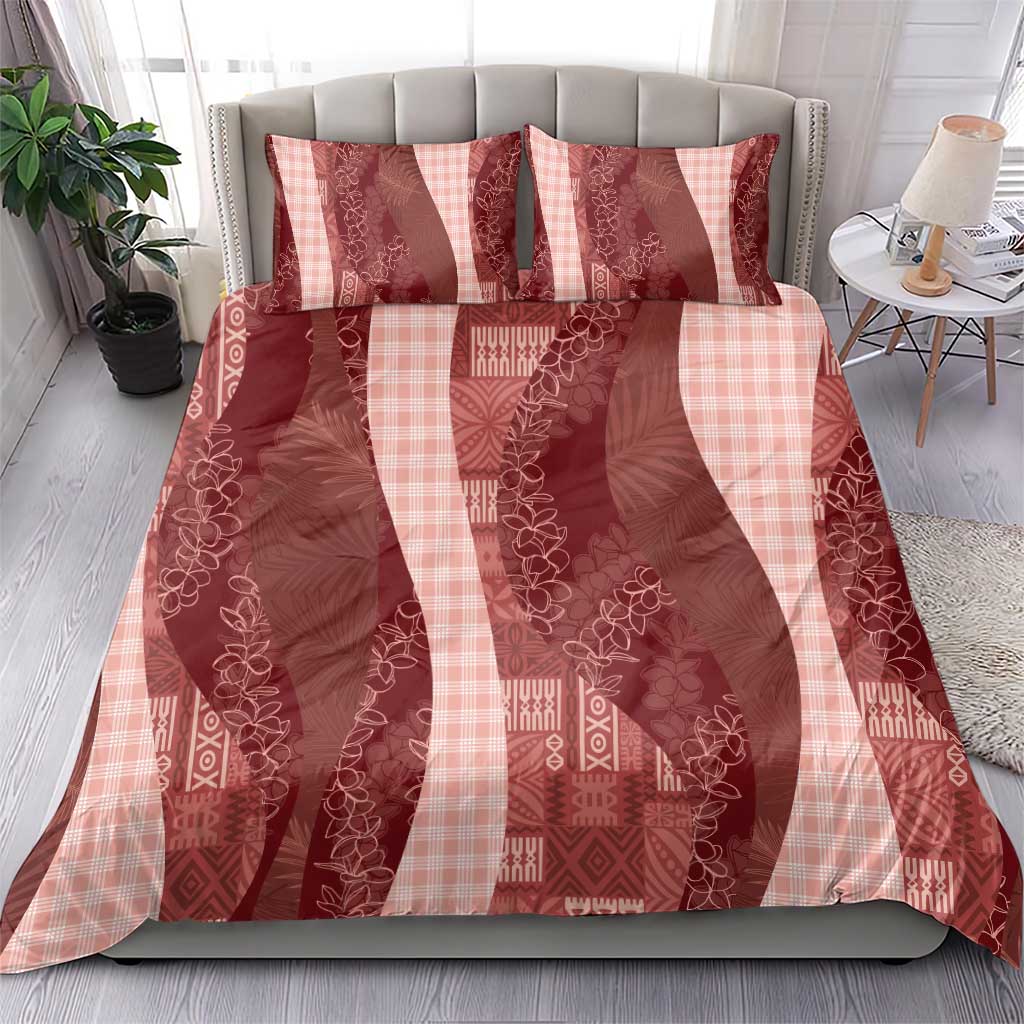 Polynesian Tribal Pattern Patchwork Picturesque Bedding Set Crimson