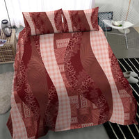 Polynesian Tribal Pattern Patchwork Picturesque Bedding Set Crimson