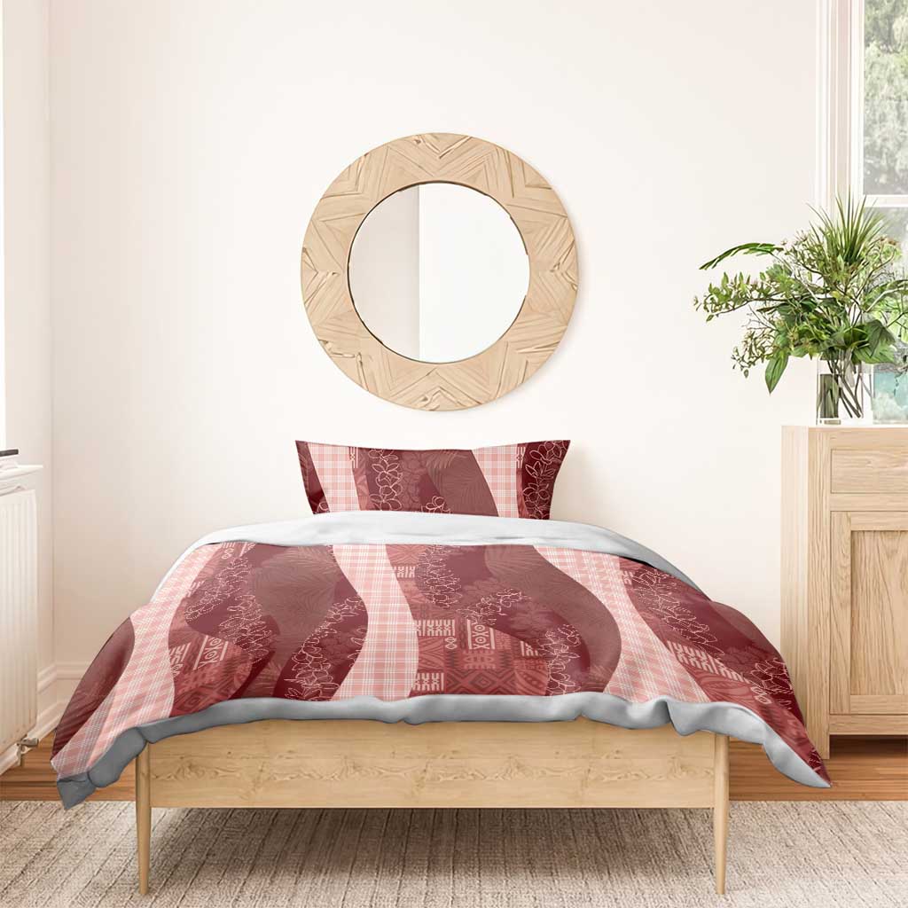 Polynesian Tribal Pattern Patchwork Picturesque Bedding Set Crimson