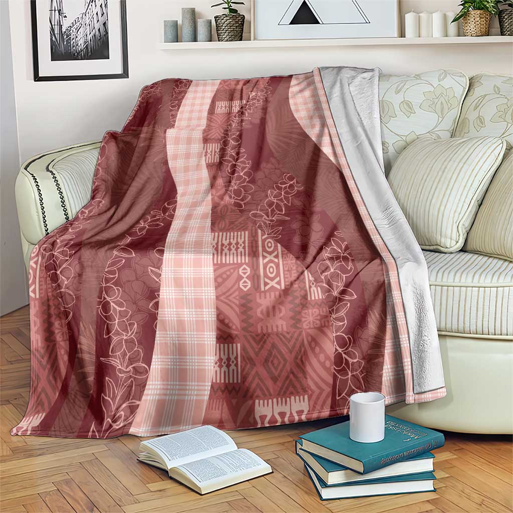 Polynesian Tribal Pattern Patchwork Picturesque Blanket Crimson