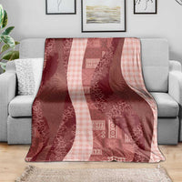 Polynesian Tribal Pattern Patchwork Picturesque Blanket Crimson