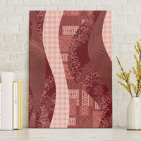 Polynesian Tribal Pattern Patchwork Picturesque Canvas Wall Art Crimson