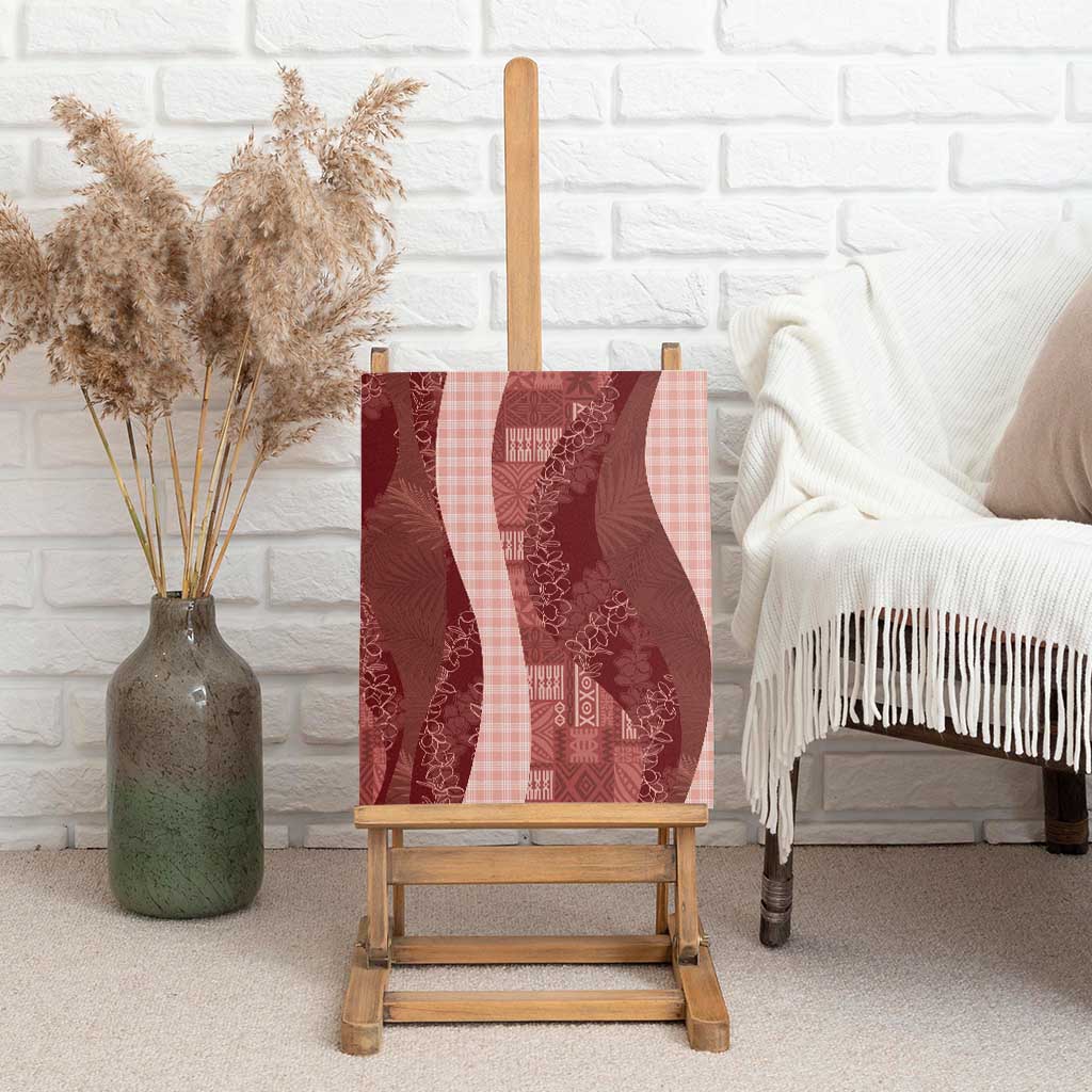 Polynesian Tribal Pattern Patchwork Picturesque Canvas Wall Art Crimson