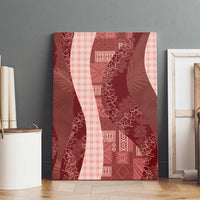 Polynesian Tribal Pattern Patchwork Picturesque Canvas Wall Art Crimson