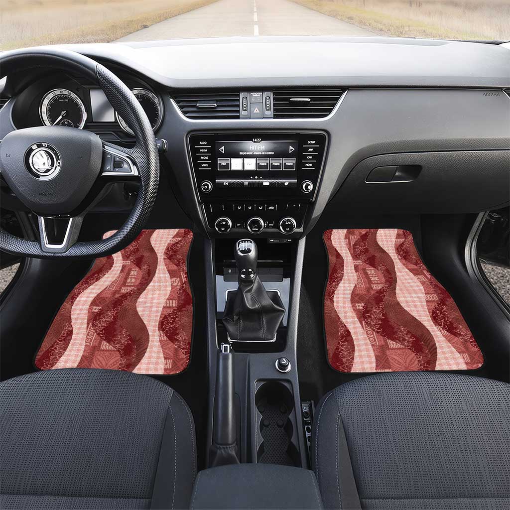 Polynesian Tribal Pattern Patchwork Picturesque Car Mats Crimson